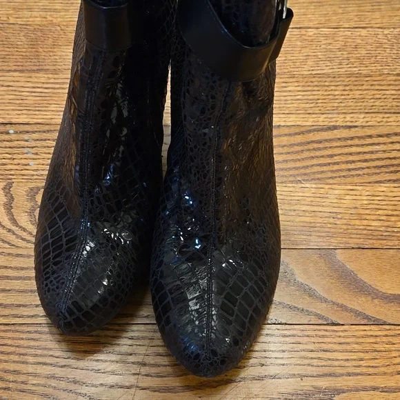 Vintage Baby Phat Croc-Embossed Black Patent Knee-High Boots size 10.5 - Picture 9 of 9